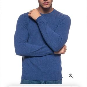 Andrea Fenzi Man  blue crew-neck pullover. 100% extra fine merino wool size 52